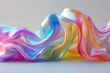 Translucent silk fabric waves blend vibrant colors in a soft, artistic display of elegance and grace. Generative AI