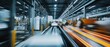 © kitipol - Very realistic and photographic photo of a sleek warehouse interior with automation machinery and blurred workers in constant motion The long exposure captures the flow and efficiency of the