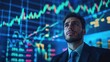 © kitipol - Very realistic photo of a businessman showcasing an upward financial graph with stock market figures in the background Emphasizing corporate growth and financial success Styled like a high-end