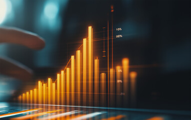 Business person evaluates metrics for charts and graphs with statistics to innovative analyze business potential and forecast future development of companies growth., setting goals for expansion.