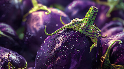 Wall Mural - a vibrant illustration of an eggplant, characterized by its glossy purple skin and distinct bulbous shape