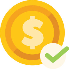 Poster - green check mark is validating a transaction involving a gold coin with a dollar sign on it