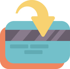 Poster - yellow arrow pointing down to a credit card, illustrating an online payment or a money transfer