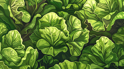 Wall Mural - a lush, green head of lettuce, showcasing its tightly curled leaves and vibrant color. The intricate layers and glossy texture of the leaves give a fresh and crisp appearance