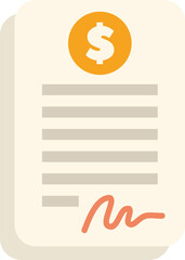 Poster - this vector illustration shows a financial document with a dollar coin icon and a signature, symboli