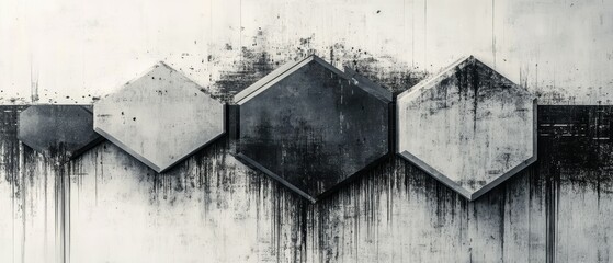 Poster - Exploring creative hexagon motifs with contrasting elements in modern design