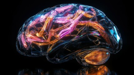Poster - Futuristic illustration of the human brain with bcca a glimpse into advanced neurotechnology