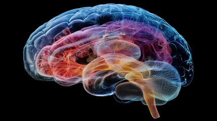 Poster - Futuristic illustration of the human brain with bcca exploring neural networks and cognition