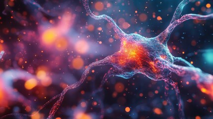 Poster - Closeup visualization of human brain nerve tracts featuring intricate connections and neuronal activity