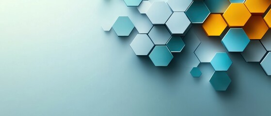 Poster - Dynamic geometric arrangement of hexagonal lines in vibrant colors