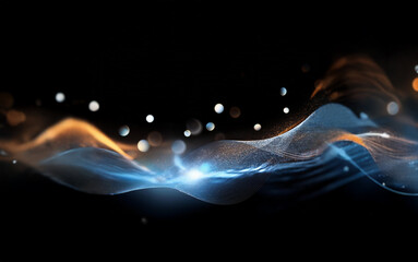 Aufkleber - Abstract waves of light and color flowing across a dark background with bokeh.