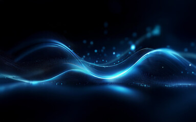 Leinwandbilder - Abstract glowing blue wave in dark background.