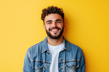 Smiling man with curly hair and beard.