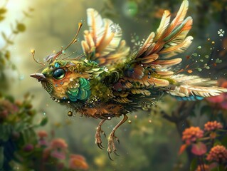 Poster - Enchanted Forest Bird: A Whimsical Fantasy Illustration