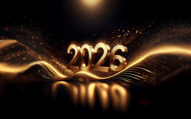 Poster - The year 2026 is rendered in gold and set against a black background with golden glowing lines.