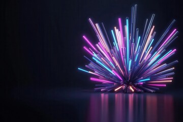 Poster - A vibrant burst of colorful light beams radiates outward against a dark background, creating a dynamic and captivating visual effect.