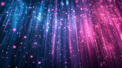 Poster - Background of many long, vertical pink and blue glowing stripes with sparks against a dark background