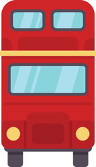 Poster - red double decker bus driving toward the viewer in a minimalist illustration style