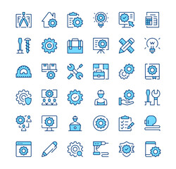 Poster - engineering icons. outline symbols. vector blue line icons set