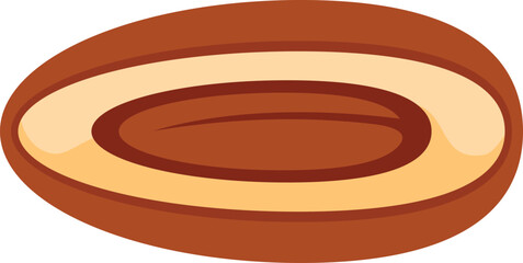 Poster - Simple cartoon style icon of a date fruit cut in half showing the seed inside