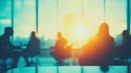 Poster - Silhouettes of Professionals in a Bright Office