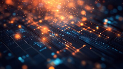 Poster - Abstract Digital Background with Light Particles and Lines