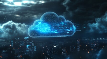 Poster - Digital Cloud Storage Concept with City Background