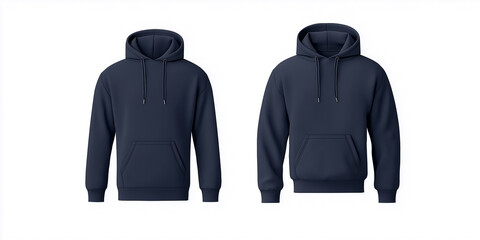 Poster - Two navy blue hoodies showing front view for clothing mockup