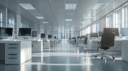 Poster - Modern Office Interior with Desks and Computers