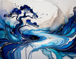 © 100ME - 水面に一滴の水が落ちて生じる静かな波紋を描き、その波紋が空白の中で広がる様子を描写した精神世界