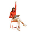 © Damir Khabirov - Excited young woman sitting on chair with laptop, shouting yes as winner
