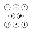 © Kravchenko - Minimalist leaf icons. Simple organic shapes. Black and white nature symbols. Vector illustration.