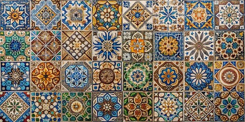 Naklejka na meble Ceramic mosaic tiles with intricate patterns and textures , ceramic, mosaic, tiles, texture, pattern, design