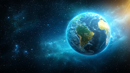 an artistic representation of earth highlighting brazil with its iconic flag and lush greenery in a 