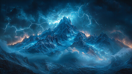 Poster - Electric dance of light and water, a vibrant underwater dreamscape