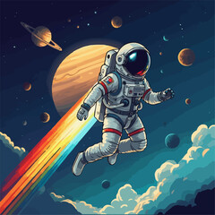 an astronaut in outer space vector template design.