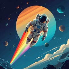 Wall Mural - An astronaut in outer space vector template design. JPEG version.