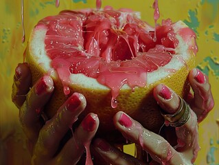 Canvas Print - Dripping Grapefruit: A Still Life Photography