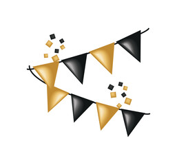 Sticker - black and gold birthday bunting