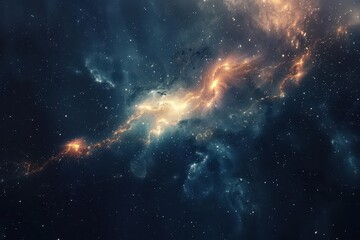 Canvas Print - Glowing Nebula and Gaseous Space Clouds with Stars