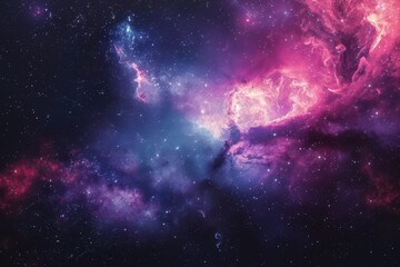 Canvas Print - Colorful and detailed image of a nebula in deep space with bright shining stars