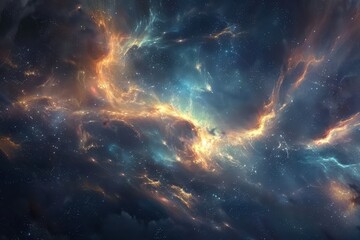 Wall Mural - Glowing Nebula and Gaseous Space Clouds with Stars