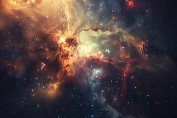 Wall Mural - Glowing Nebula and Stars in the Cosmos
