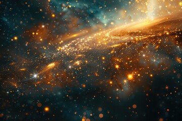 Wall Mural - Glimmering lights in the velvety expanse of space create a mesmerizing celestial tapestry.