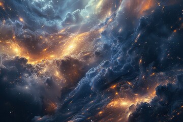 Wall Mural - Glowing Nebula and Starry Sky