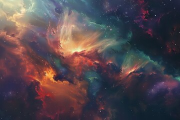 Wall Mural - Colorful and vivid space nebula with glowing gas clouds and bright stars