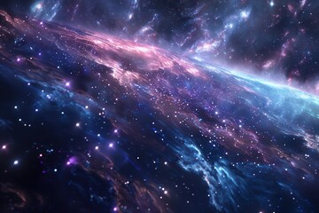Canvas Print - Breathtaking view of a colorful and vibrant nebula in deep space.