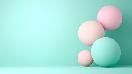 Fototapete - Soft pastel colored 3D abstract shapes gracefully floating on a clean minimal background with a modern and futuristic design aesthetic  This digital has a contemporary
