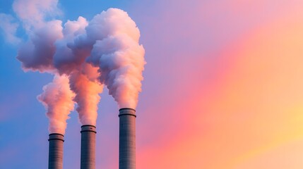 Poster - Eco Modern Waste Processing Facility with Warm Tones of Pink and Purple Blending Cutting Edge Technology and Sustainable Nature at Sunset