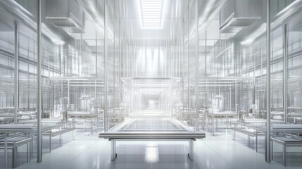 Poster - Modern Laboratory Interior with Glass Walls and Bright Light